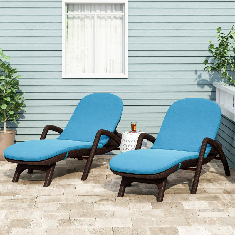 Delano Outdoor 1'' Chaise Lounge Seat Cushion, Blue