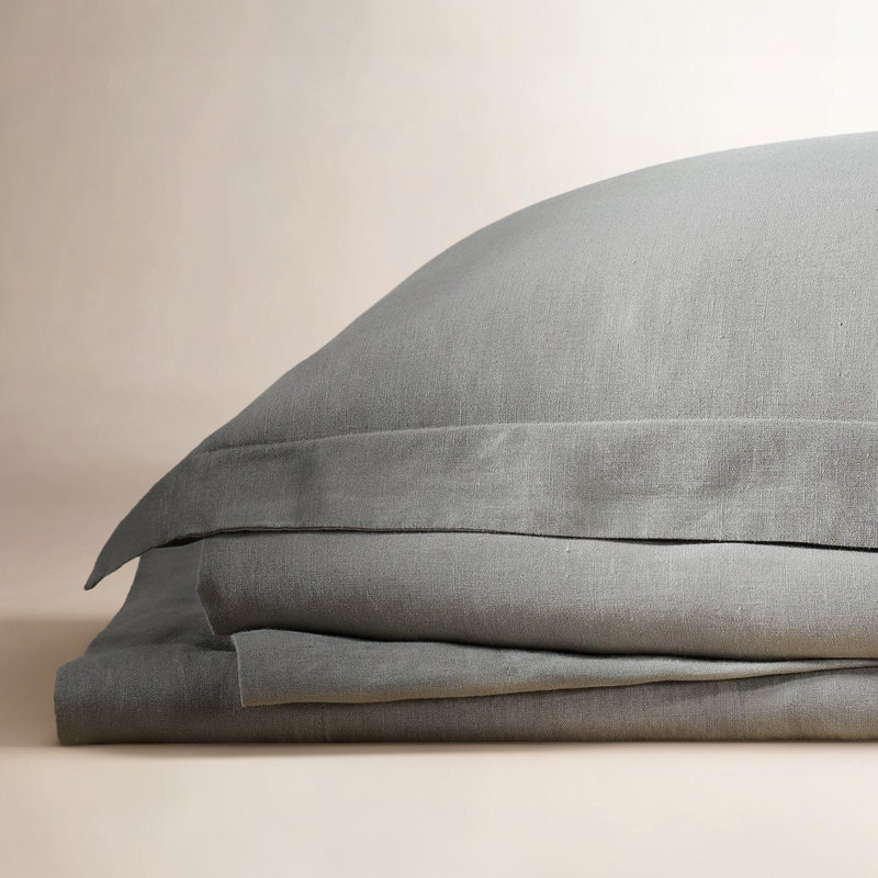 Ensemble de draps en lin Nena Aybar, Ensemble de draps pour grand lit avec 2 taies d'or, Blanc