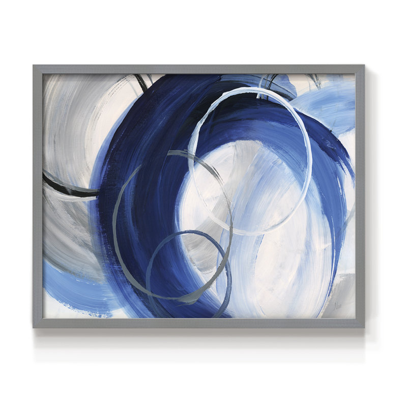 Indigo - anneaux - reproduction encadrée, Gris, H 22 po x l 28 po