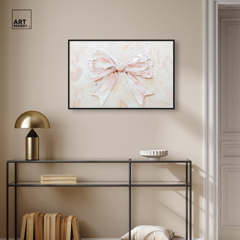 Relief Ribbons Canvas Fashion Wall Art, H 21 po x l 31 po, Black Floater Framed