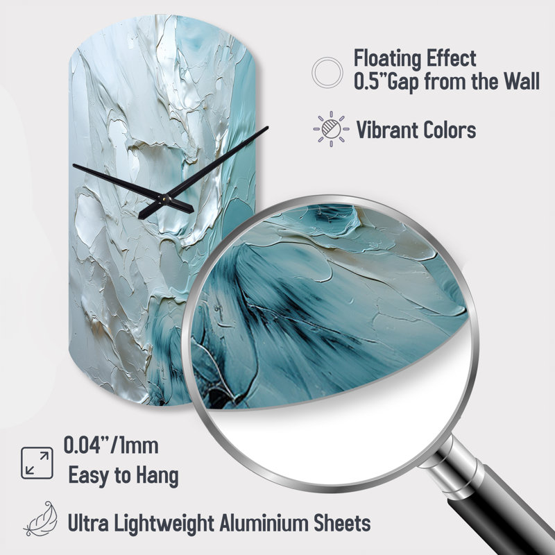 Silver Shimmer - Cylinder Shape Large Abstract Landscapes 3D Wall Clock, Small