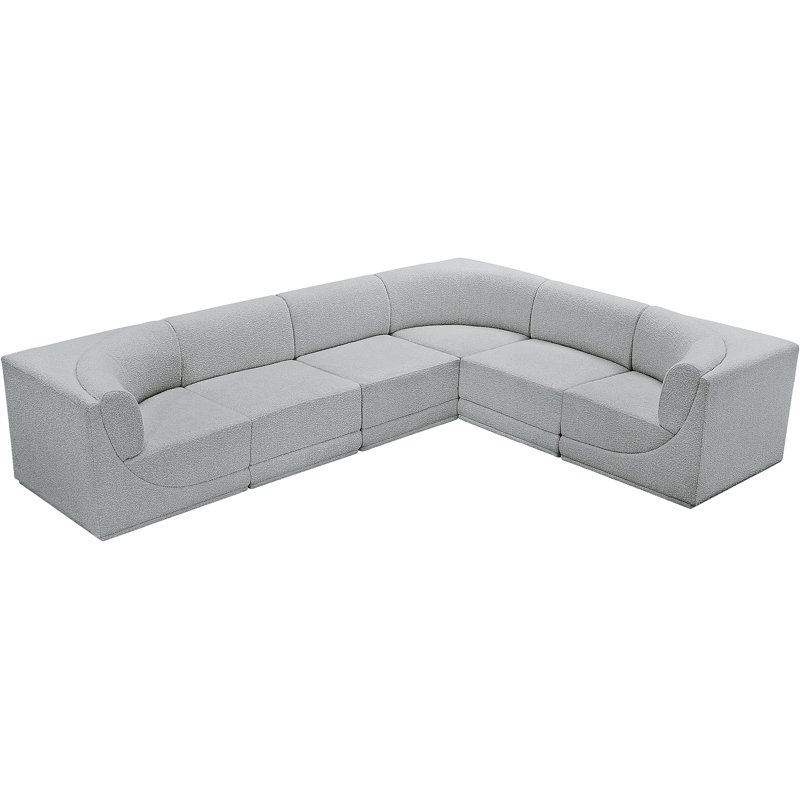 Canapé modulaire rembourré 6 pièces Ollie, Tissu gris bouclé
