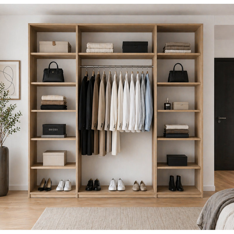 Madisson 3 Door Wardrobe, Natural/Walnut