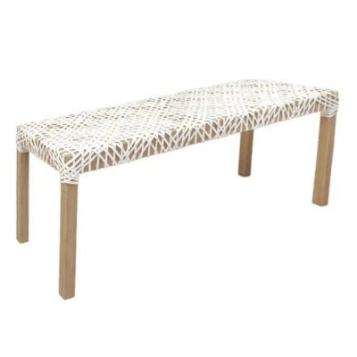 Lulu Leather Woven Backless Bench