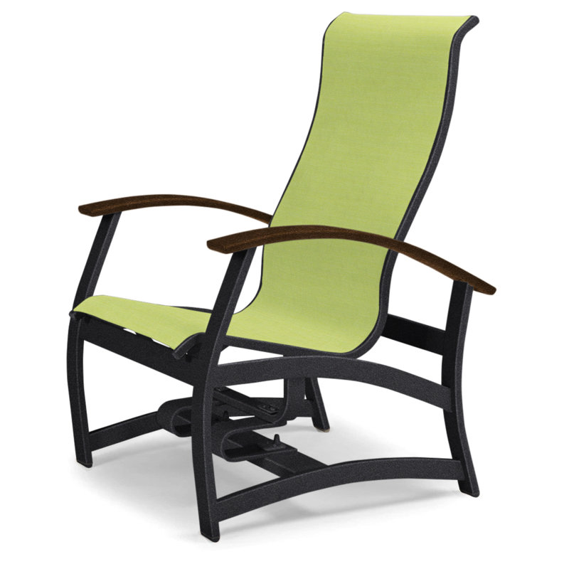 Askar Swivel Powder Coated Aluminum Outdoor Lounge Chair, Textured Black, Kona P10, Lime 38D Sunbrella®