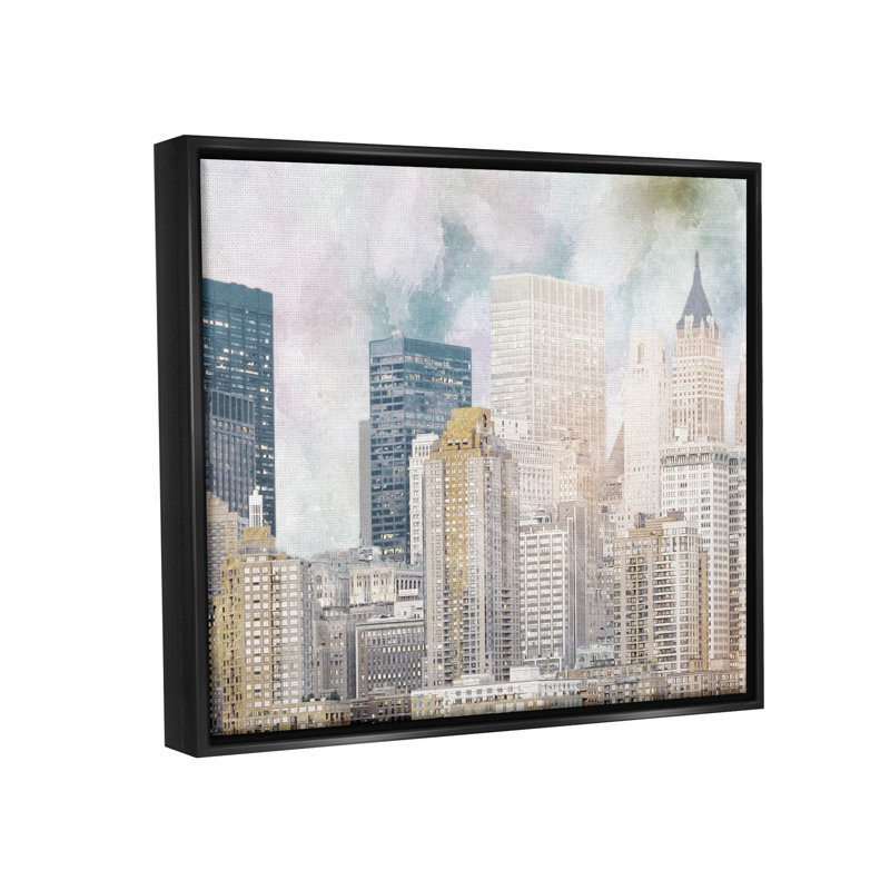«Layered Pastel Cityscape Buildings City Skyline Architecture» par Marcus Prime - impression, H 17 po x l 21 po x P 1,5 po