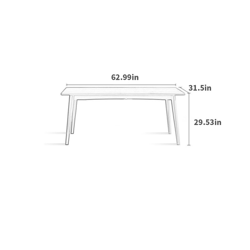 Mayar Cherry Solid Wood Dining Table, 31.5" W x 62.99" L