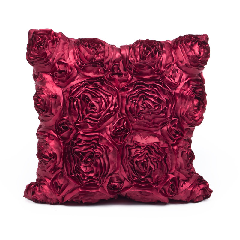 Rose Square Pillow Cover & Insert, Wine