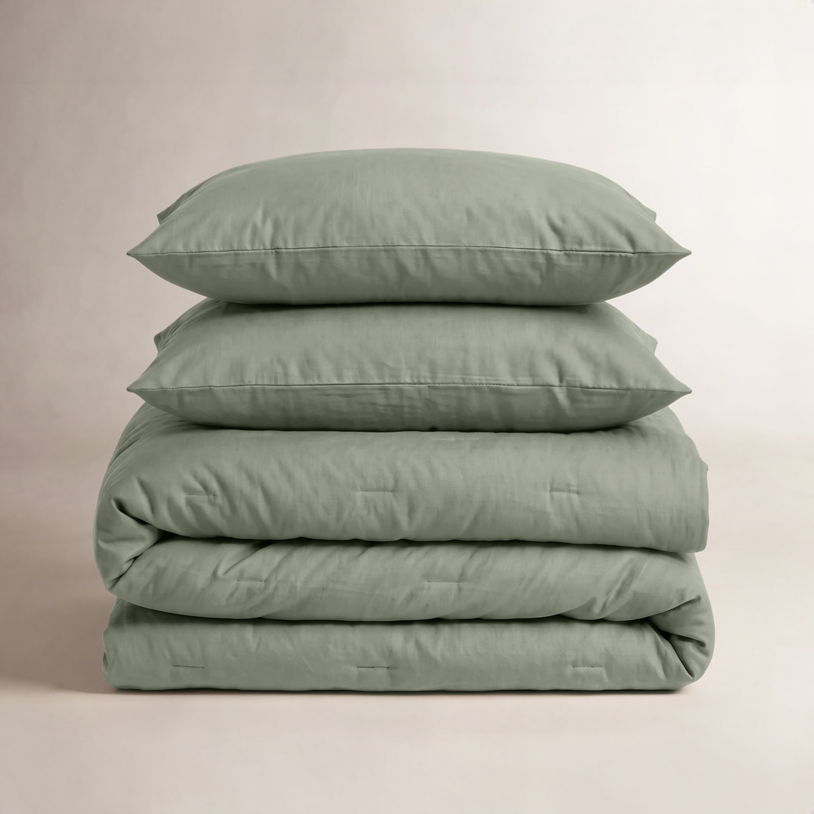 Pre-Washed Cotton Comforter Set, King Comforter + 2 Additional Pieces, Bronze Green