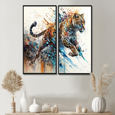 Guépard - léopard / art mural grand guépard 2 pièces