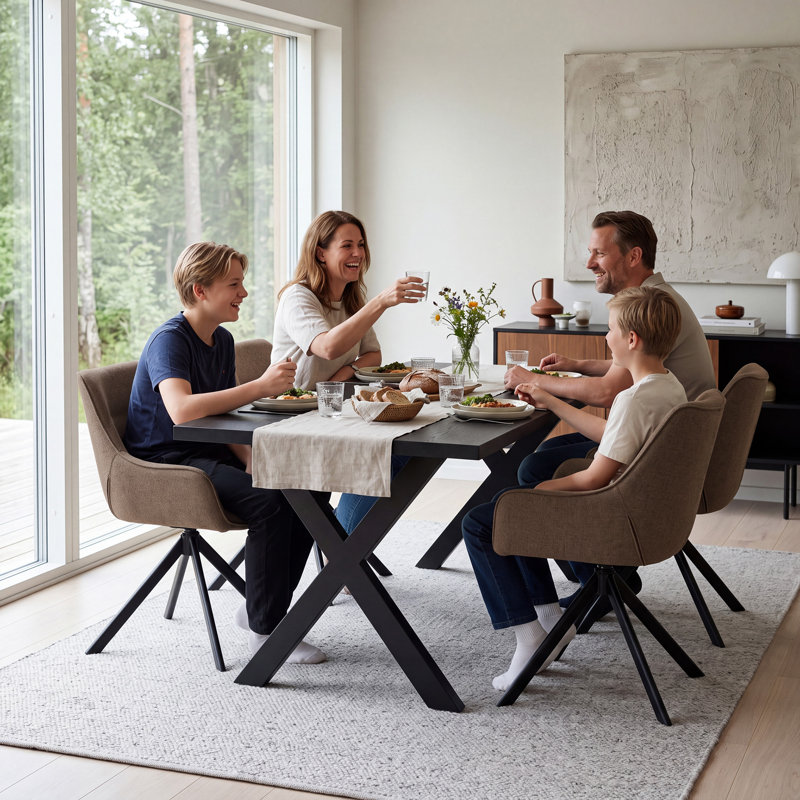 4 -Person Dining Set, Black, Brown