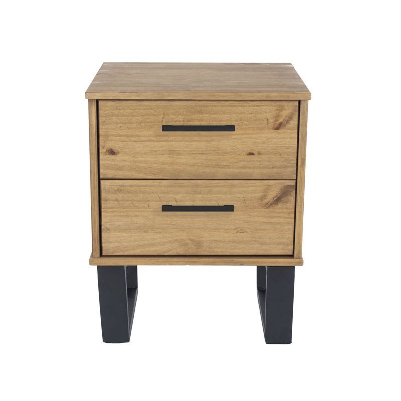Emmasofia 2 Drawer Bedside Cabinet, industrial design, End table, Side Table, Brown
