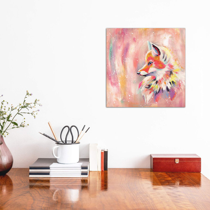 «Magic Fox» par Stephanie Corfee - reproduction d'art, Toile tendue, H 26 po x l 26 po x P 1,5 po, Pas de tapis