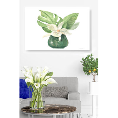 Tropical Leaves I On White, Palm Leaf, Flower