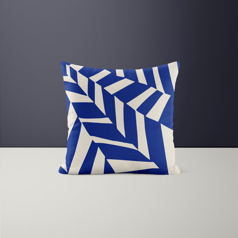 Jeté carré en polyester intérieur / extérieur, L 15 po x H 15 po, Bleu marine