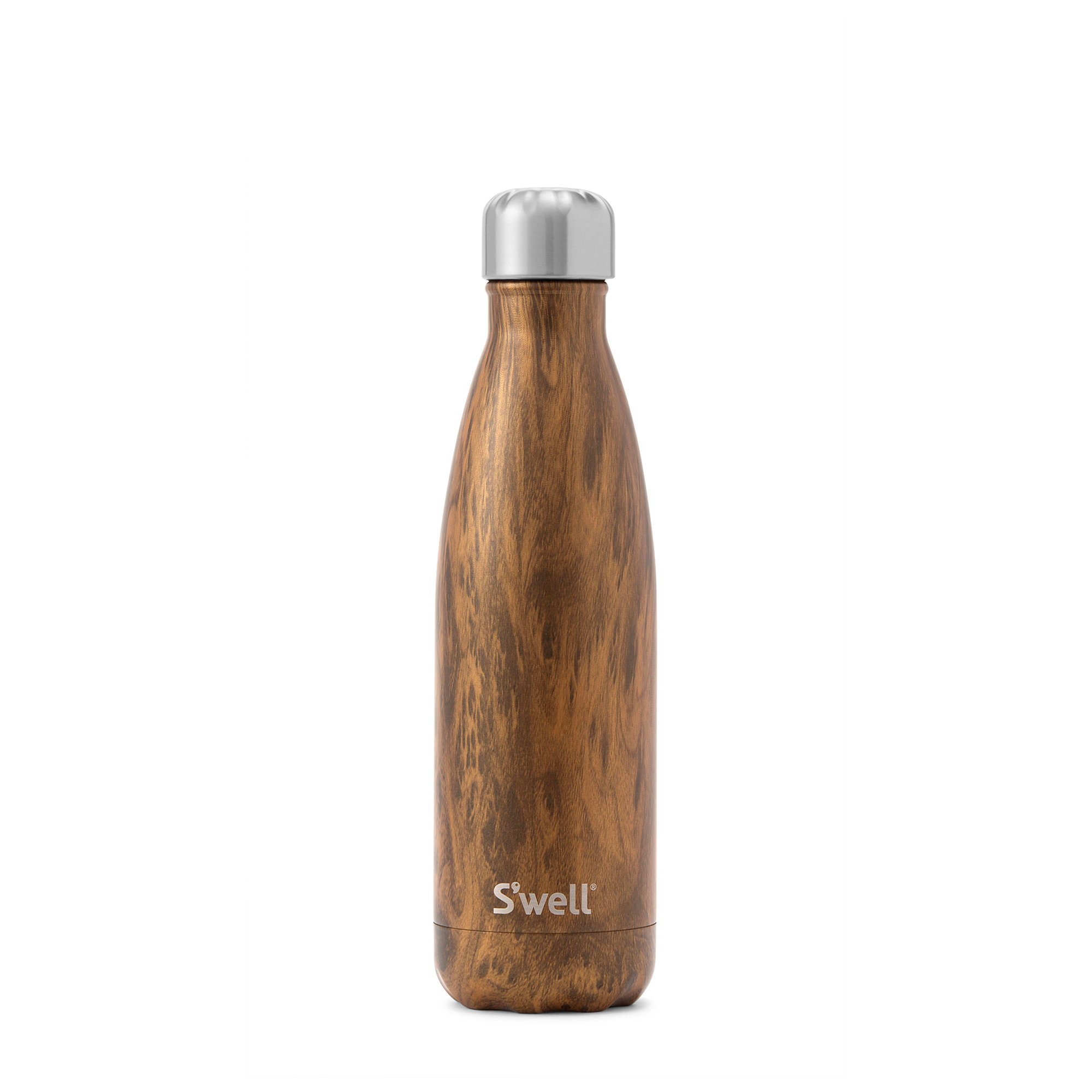 S'well Stainless Steel Triple-Layered Vacuum-Insulated Water Bottle, Teakwood, 17.oz