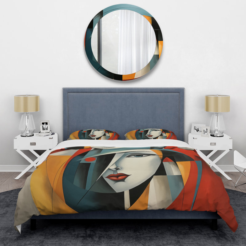 Ensemble de housse de couette en microfibre / polyester Cubism, Housse de couette simple + 1 taie décorative stan
