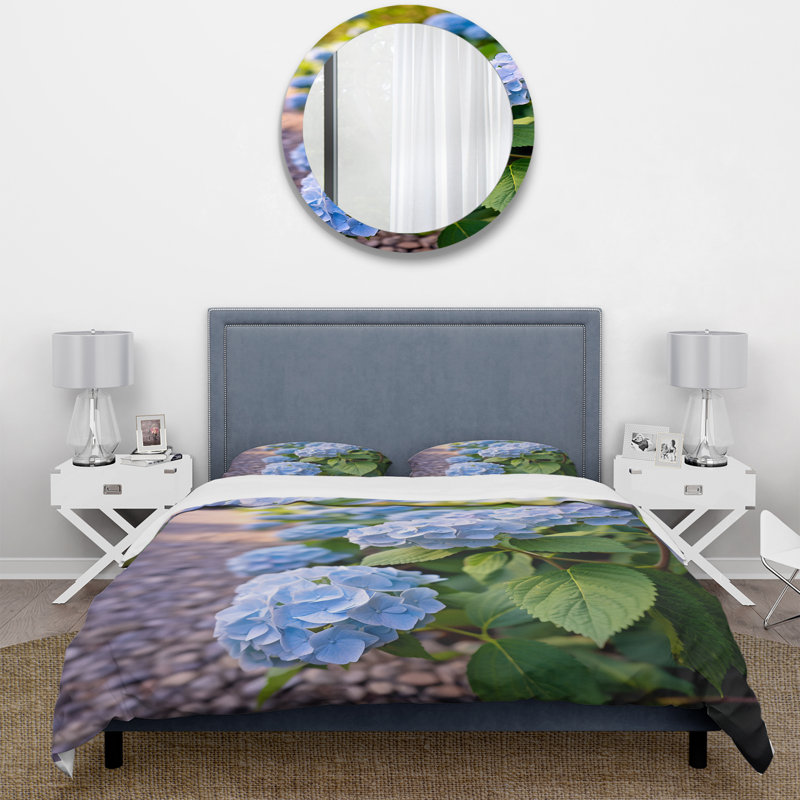 Blue Blooms Of Hydrangea - Ensemble de housse de couette floral - Polyester microfibre