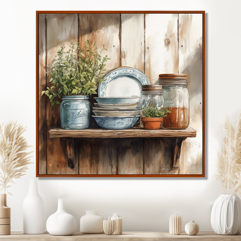 Art mural de ferme, toile rustique, Willmer, H 36 po x l 36 po, Cadre flottant blanc