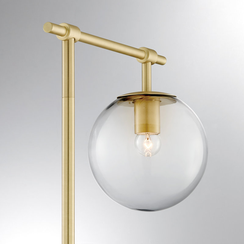 Lampe sur pied avec bras articulé Anabella, Doré, Fumée