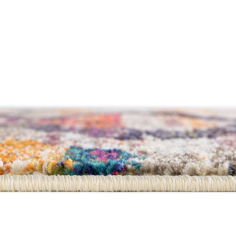  Tapis abstrait orange / gris, Carré 9 pi 10 po