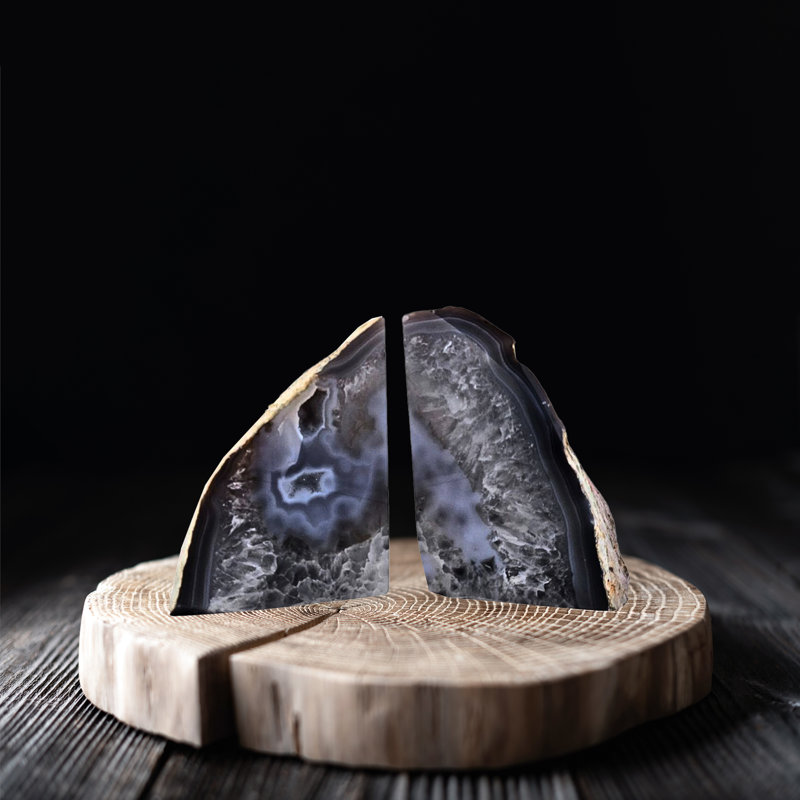 Serre-livres Eternity Agate |  Gris, H 6,5 po x l 4 po x P 8 po