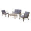 Ensemble de canapé d'extérieur 4 pièces avec causeuse, fauteuils club, table basse, structure en bois et coussins 4 pièces-1186694295