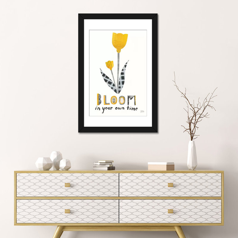 « fleuri boldly iv », impression sur toile tendue, H 24 po x l 16 po x P 1 po, Papier avec cadre noir, Blanc