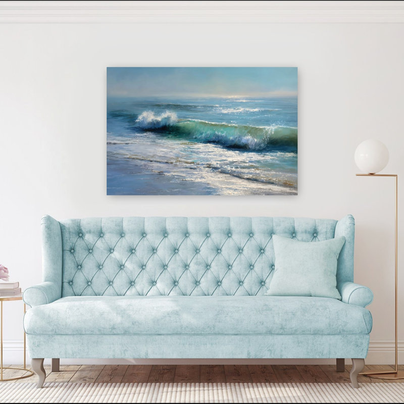 «Blue Ocean Waves II», reproduction d'art contemporain sur plage, 40" H x 60" W