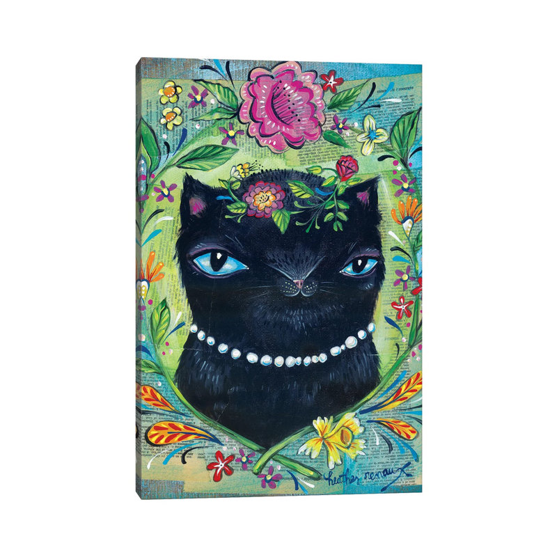 Black Kitty 1 Piece Wall Art on Canvas, 66.04 cm H x 45.72 cm W x 1.91 cm D, Canvas