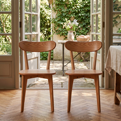 Chaises de salle à manger en chêne rouge massif de style Mid-Century (ensemble de 2), finition en bois naturel, chaises d'appoint sans accoudoirs pour la salle à manger ou la cuisine