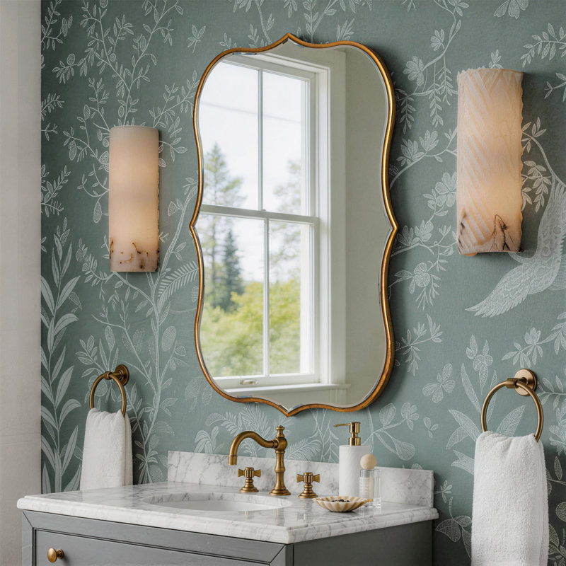 Miroir mural Euri, Or antique