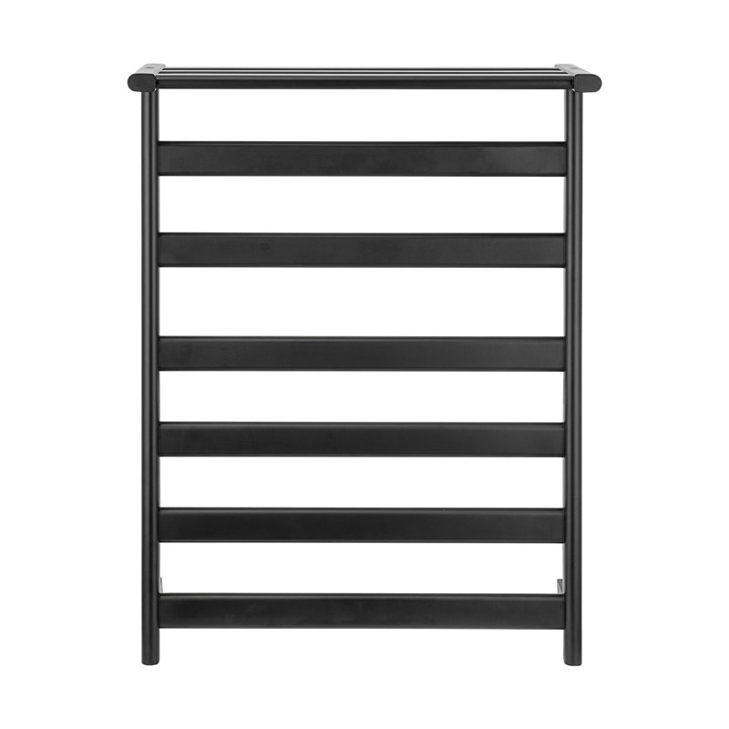 Porte-chauffe-serviettes mural électrique avec tablette, Noir mat