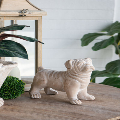 Figurine bouledogue debout 8,5 x 4,5 x 8,1 po avec finition beige naturel