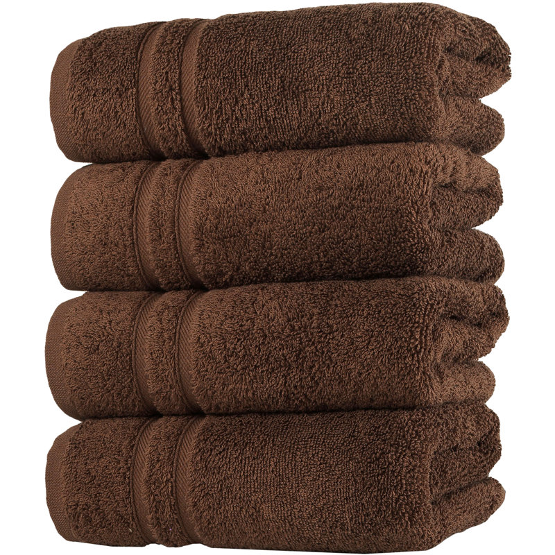 Ensemble de 4 essuie-mains bruns en coton turc de qualité supérieure pour la salle de bain
