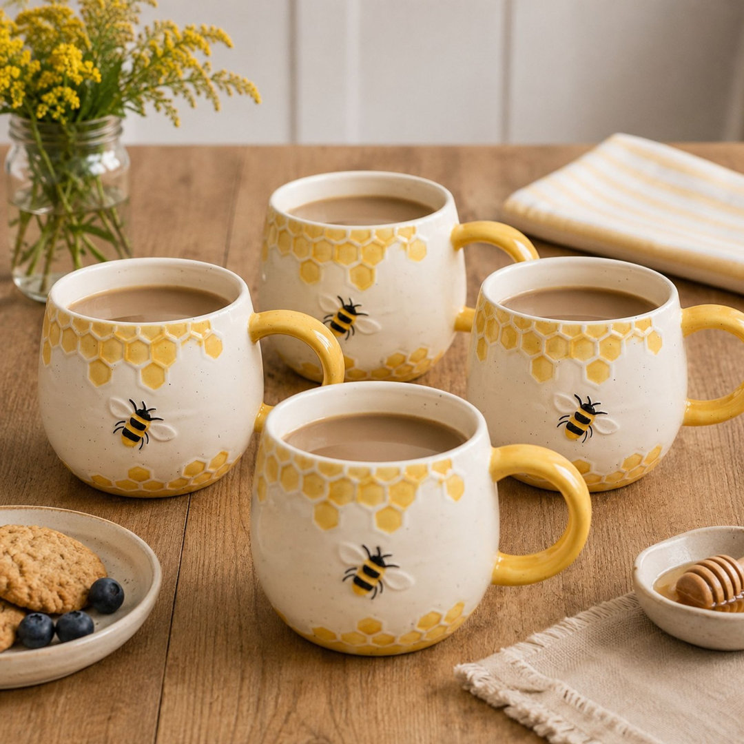 Set of 4  Bee Hive Mugs