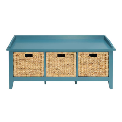 Banc de chambre en bois sarcelle avec rangement de tiroir - Polyvalent et fonctionnel