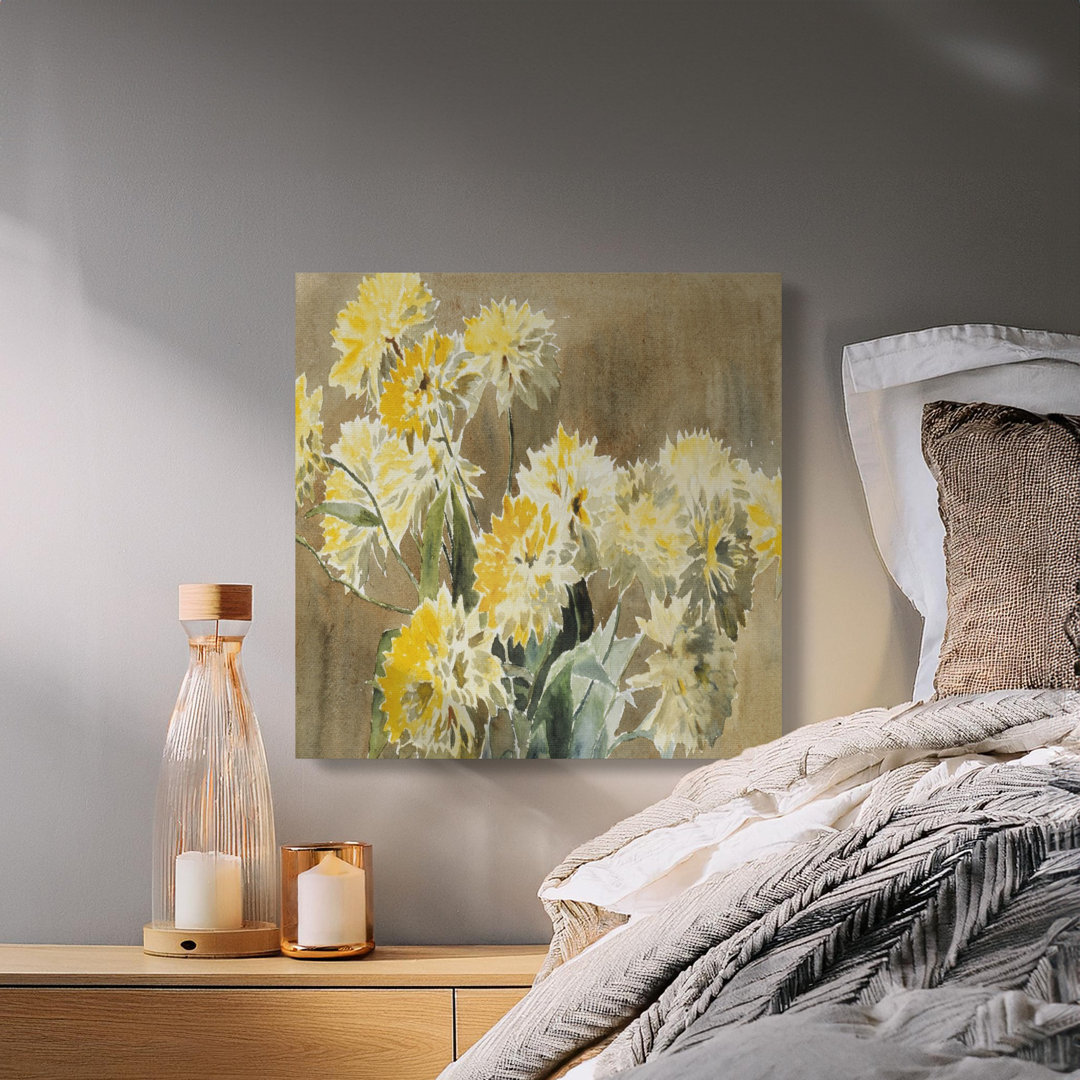 Yellow Watercolor Floral Canvas Print