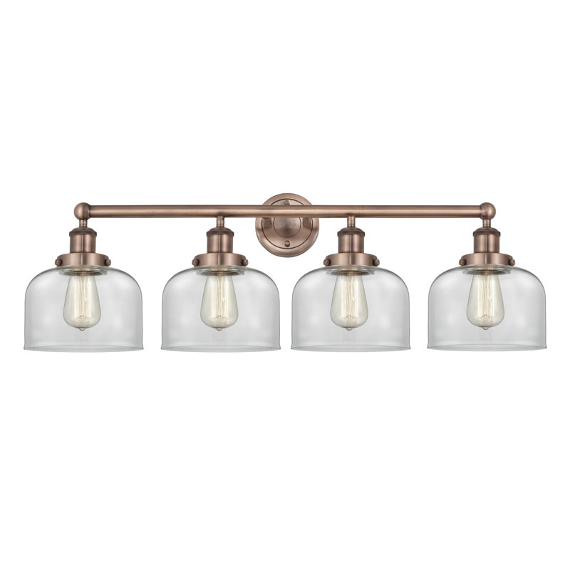 Éclairage pour meuble-lavabo à 4 lumières à intensité variable Annagene, Transparent, Cuivre antique