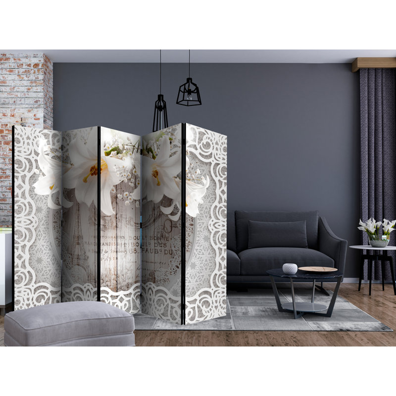 Guddibai 225cm W x 172cm H 5 - Panel Solid Wood Folding Room Divider