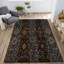 Tapis décoratif multicolore à motifs géométriques aux tons foncés-1110111251