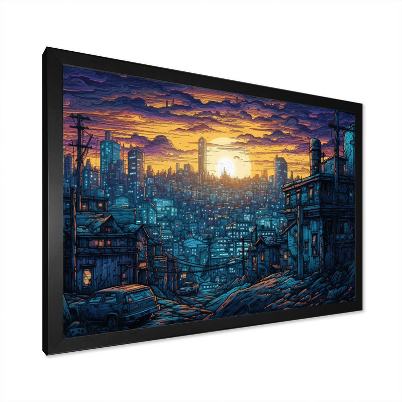 «Blue and Yellow Elegance In Expanse I», reproduction d'art sur toile, H 12 po x l 20 po x P 1 po, Cadre photo noir