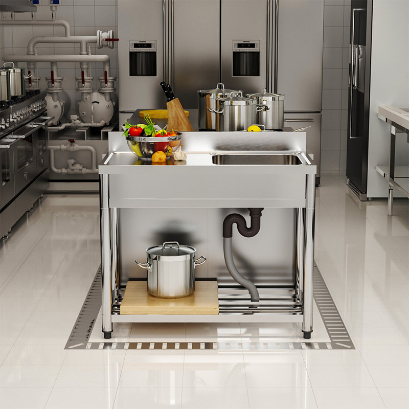 Yoan Stainless Steel One Compartment Commercial Sink with Left Drainboard