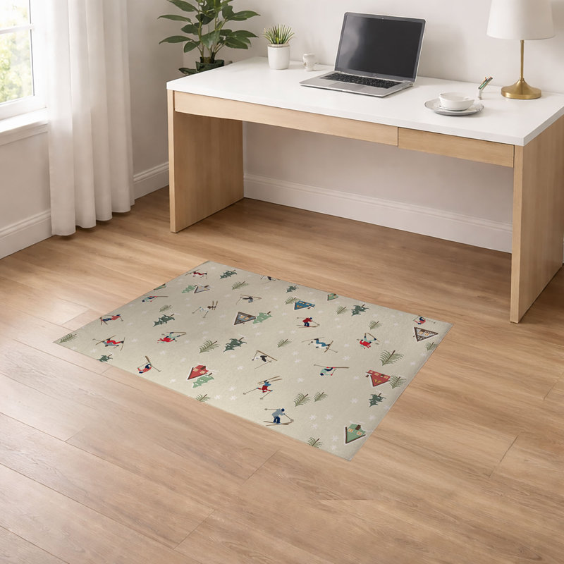 Tapis de bureau léger antidérapant Downhill, Beige, L 60 po x P 84 po