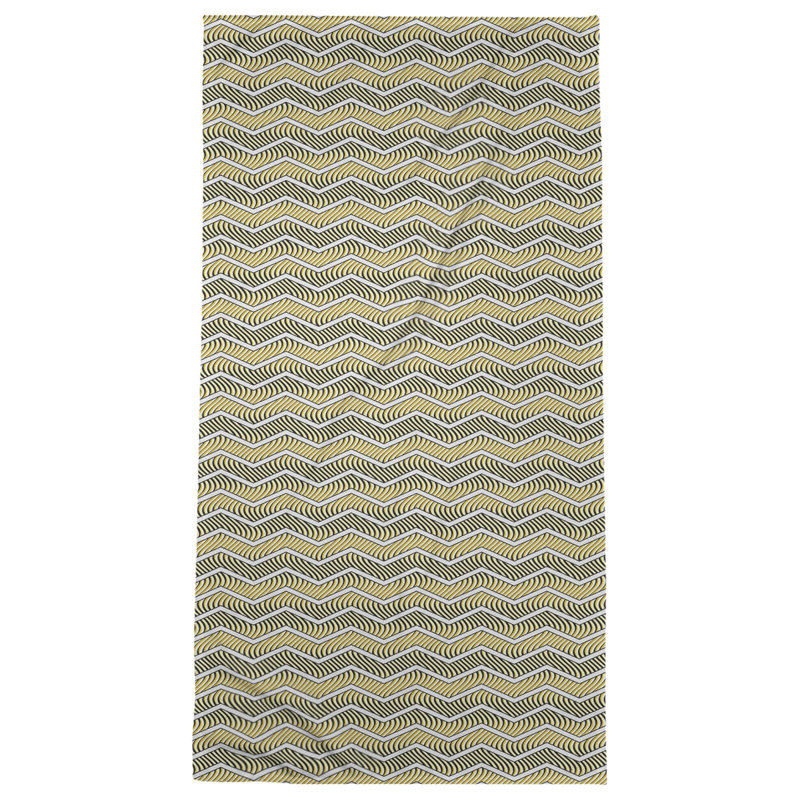 Serviette de bain à chevrons ondulés Stephenie, Jaune