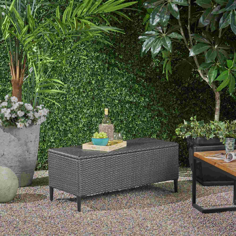 Cypress Backyard 17.5'' W 56 Gallons Wicker Storage Bench, Gray