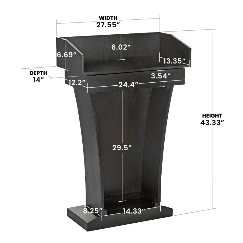 Black Wood Veneer Full Podium Lectern with Storage