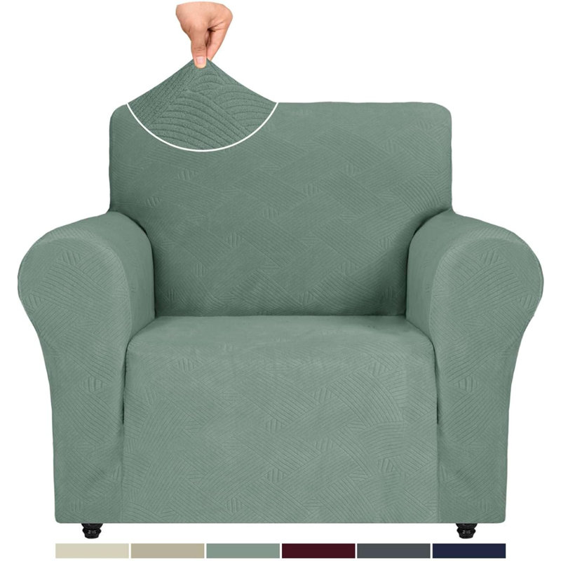 Sofa Slipcover, 41" H x 46" W x 42" D, Green Polyester/Polyester Blend