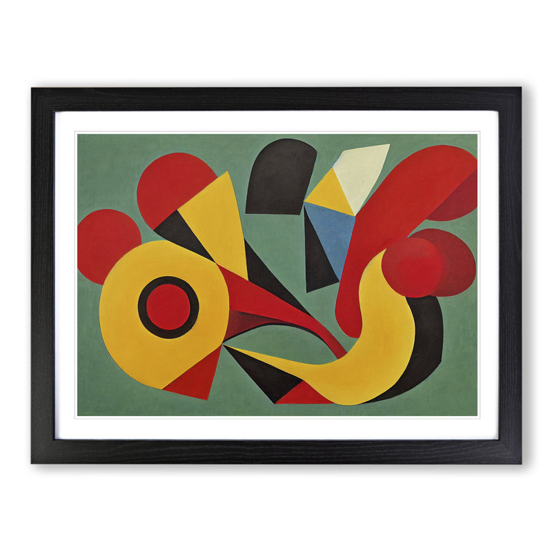 XH1022-7538X Rooster Abstract Vol.2 - Single Picture Frame Painting, 46cm H x 64cm W x 2cm D, Black 