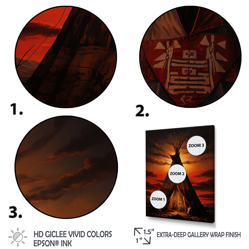 Tipi orange natif embrassant la tradition III - impression, H 20 po x l 12 po x P 1 po, Cadre photo noir